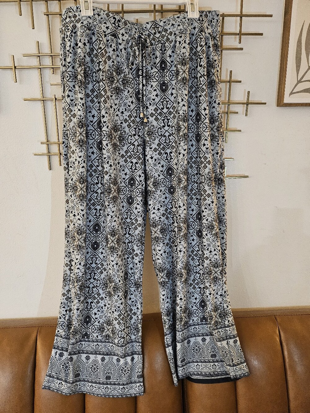 2X - iLu- Boho Printed Wide-Leg Lounge Pants